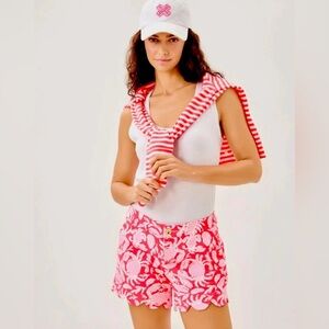LILLY PULITZER 5" Buttercup Stretch Shorts in Sunbaked Cane Coral Crab COLLAB